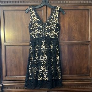 Classy Black lace over nude dress